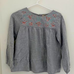 Gray and flower embroidered blouse